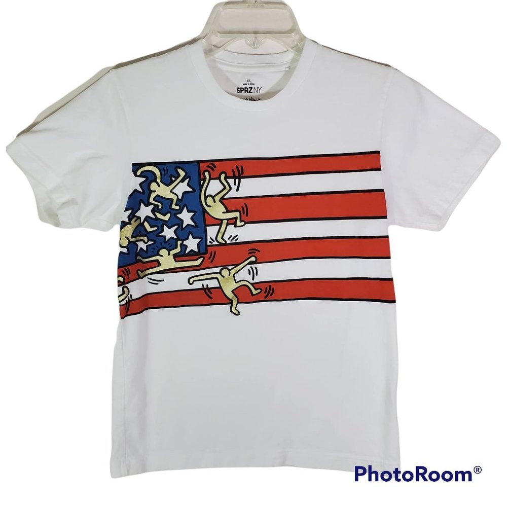 Uniqlo x SPRZ NY Keith Haring Tee Pop Art American Flag Graphic Size XS